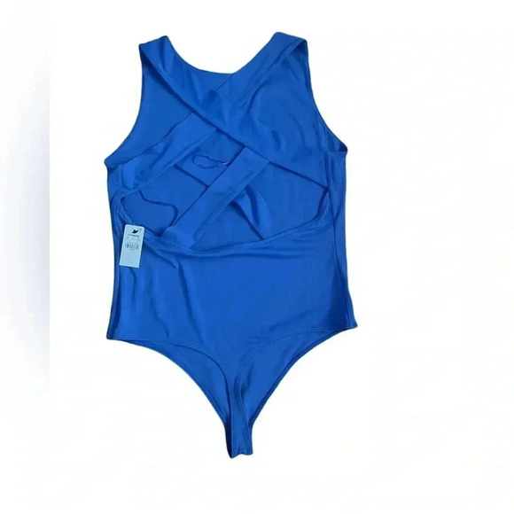 NWT Express body contour Maine blue stretch compression all inone bodysuit top L - Picture 3 of 4